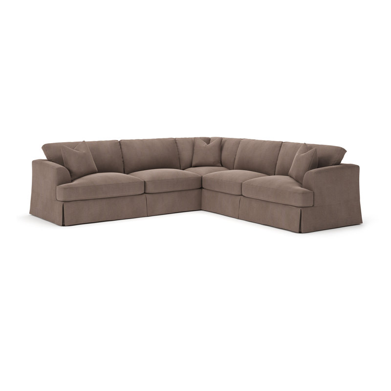 Lucia 4-Piece Slipcovered Sectional, Right Hand Facing, Bella Cocoa Performance Velvet