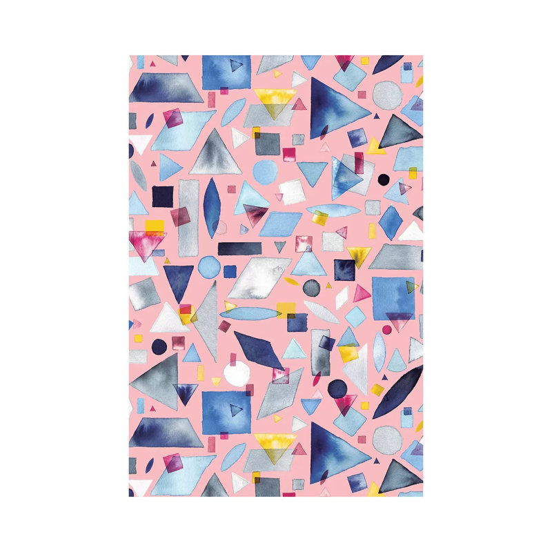 Geometric Pieces Pink by Ninola Design - Wrapped Canvas Painting, 20.32 cm H x 30.48 cm W