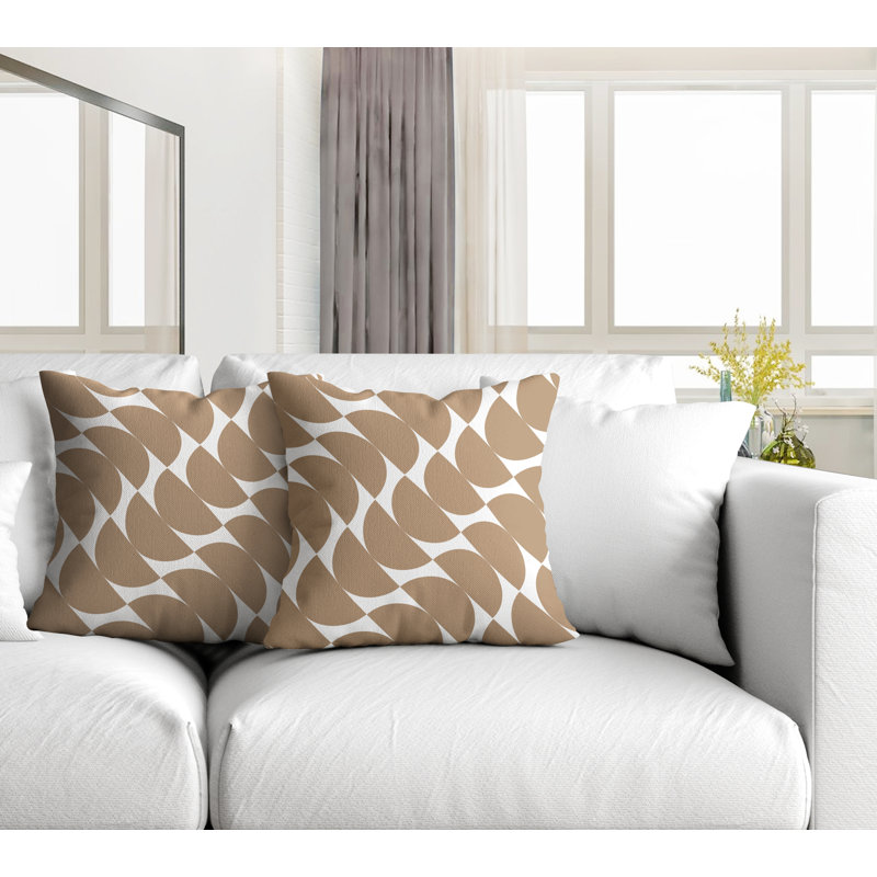 Oreiller carré intérieur / extérieur Mandi, Beige, L 15 po x H 15 po