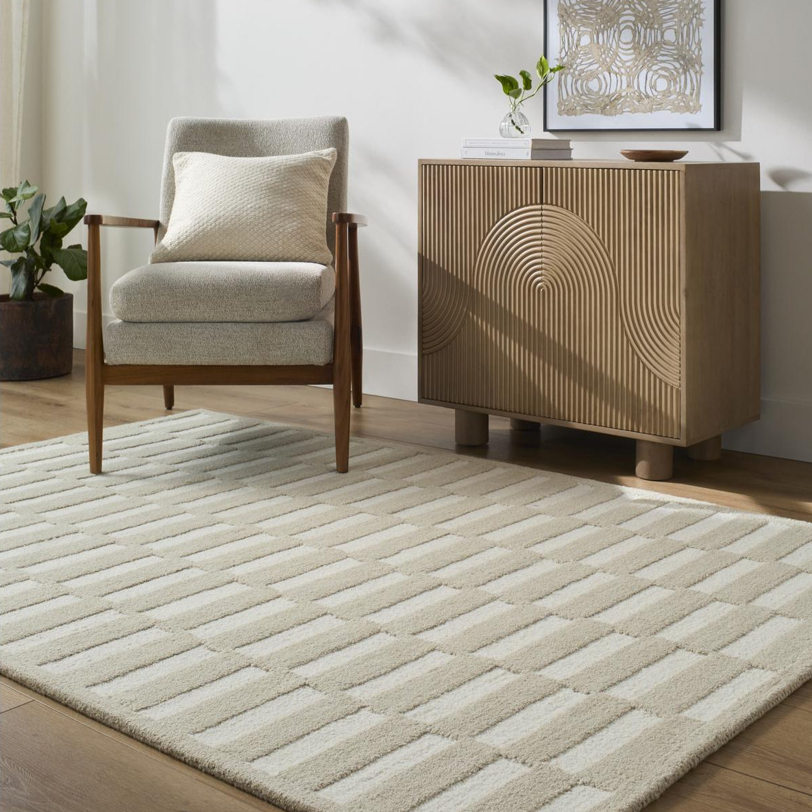 Wright Hand-Tufted Geometric Accent Rug, Rectangle 8' x 10'