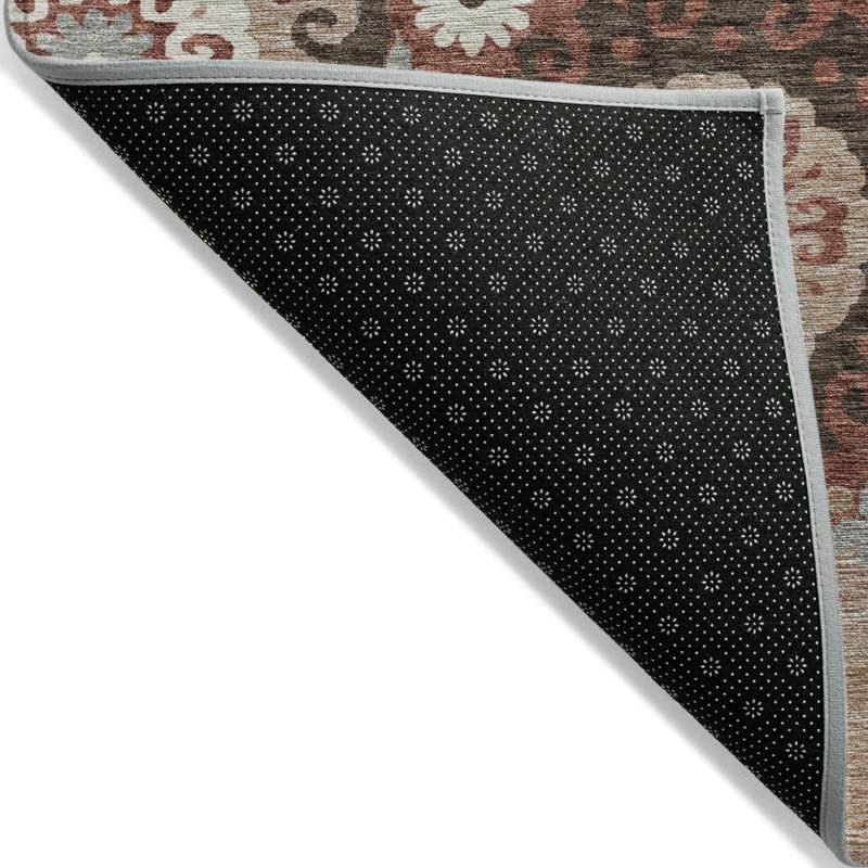 Tapis extérieur lavable à motif médaillon taupe et gris 3 pi x 5 pi