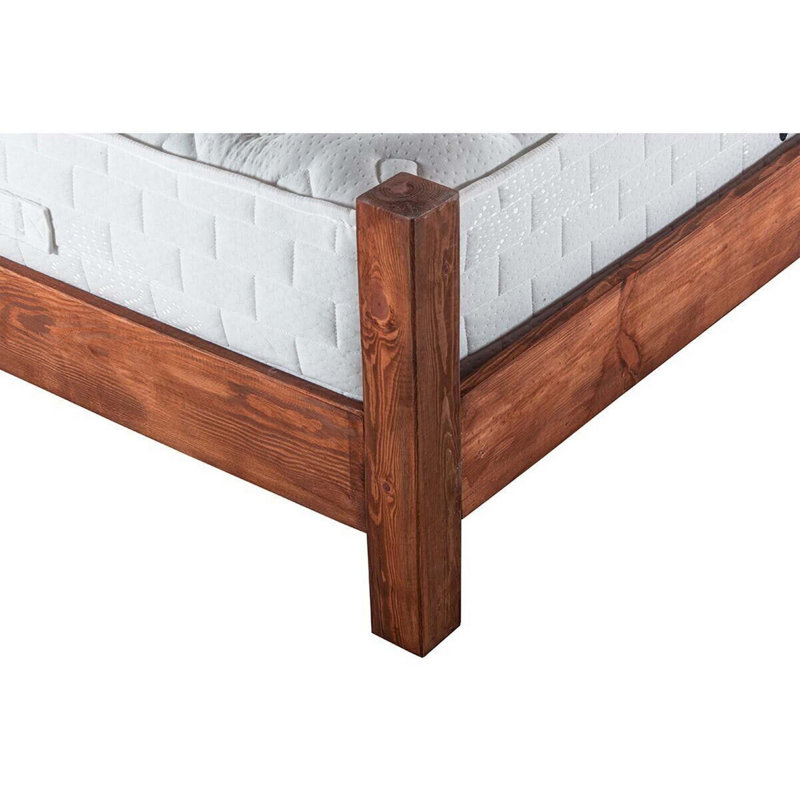 Lit en bois massif Kiron, 41 po x 83 po, Brun / rouge