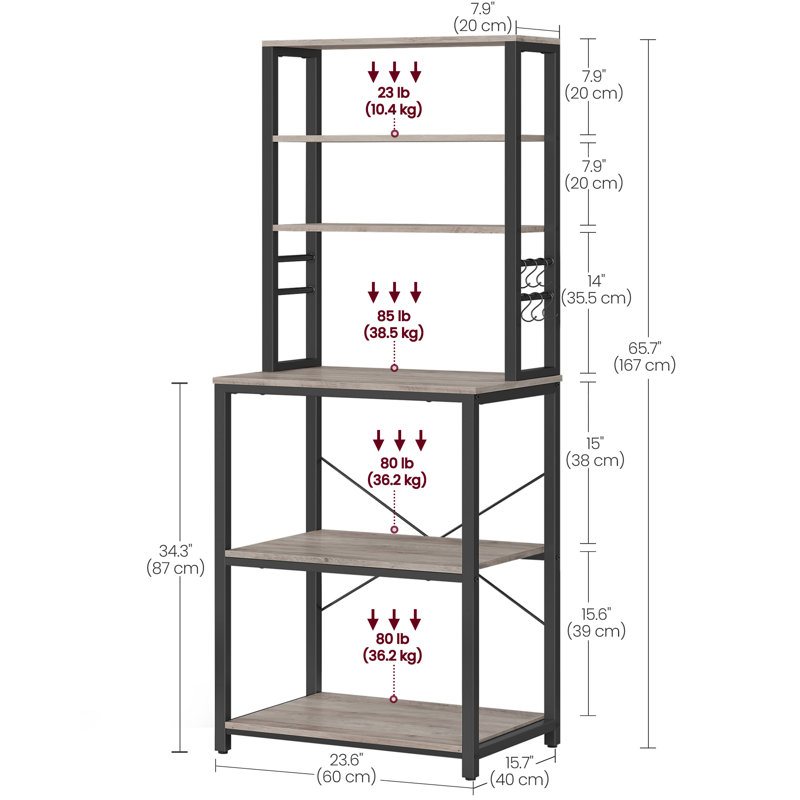 Stroupe Standard, Light Grey/Black, 167cm H x 60cm W x 40cm D