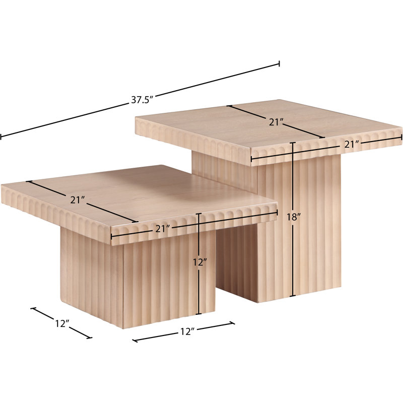 Table basse Sioeli, Naturel, 2 tables, Table 1 - H 12 po / Table 2 - H 18 po