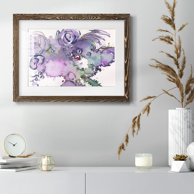Lavande florale Splendor II, H 18 po x l 26 po x P 1,5 po, Cadre noyer