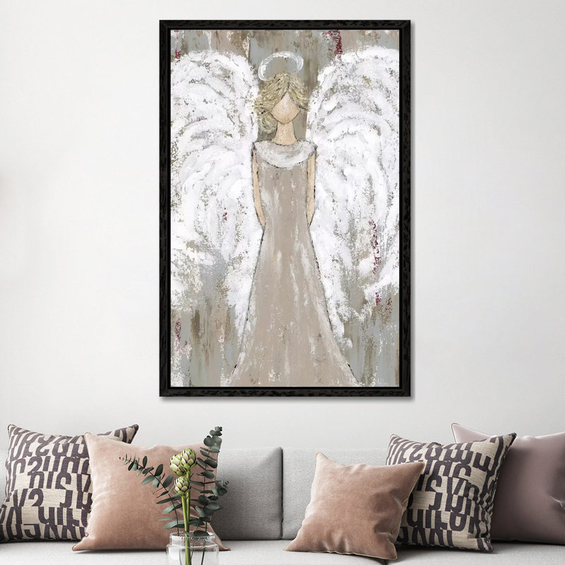 Farmhouse Guardian Angel by Ashley Bradley - Painting on Canvas, Black Framed Canvas, 152.5 cm H x 101.5 cm W
