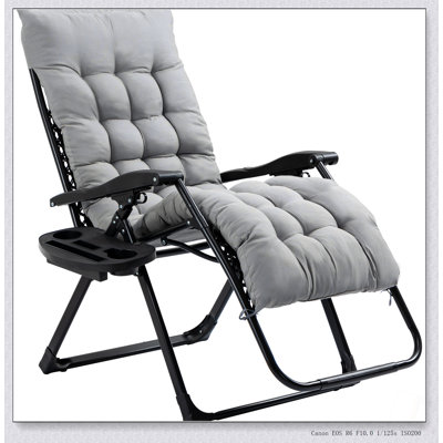 Outsunny Zero Gravity Chair, Folding Reclining Lounge With Padded Cushion And Side Tray For Indoor And Outdoor Use, Supports Up To 264Lbs