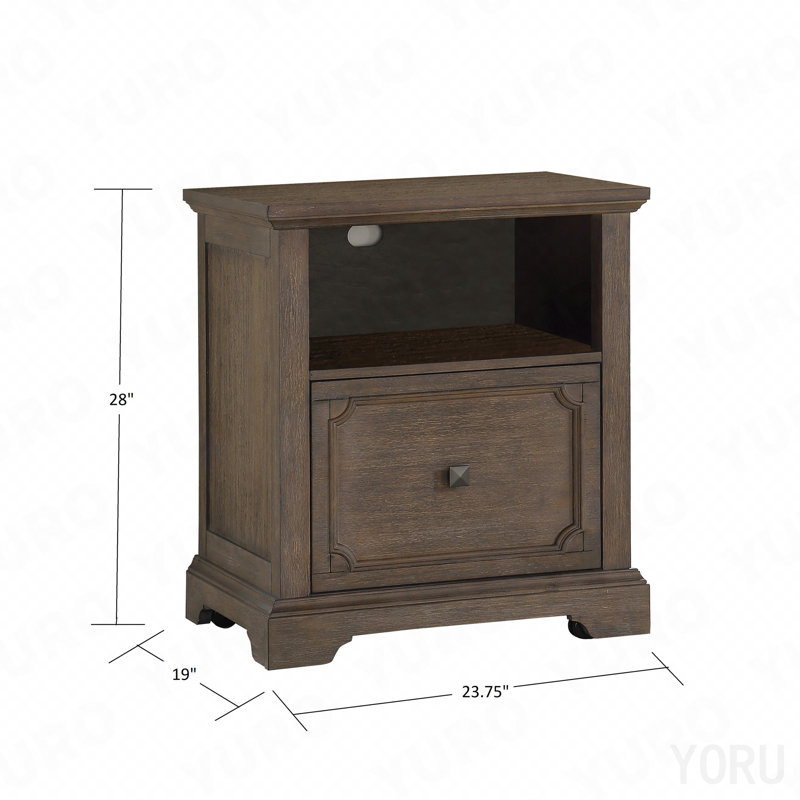 Classeur, bois, tiroir de rangement, roulettes pour bureau personnel - Chêne foncé