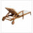 CHAISE LOUNGE WITH WHEEL - ACACIA WOOD RECLINER FOR PATIO/GARDEN, WITH 2INCH WHITE CUSHION, 4-POSITION ADJUSTABLE BACKREST, VERSATILE OUTDOOR FURNITURE