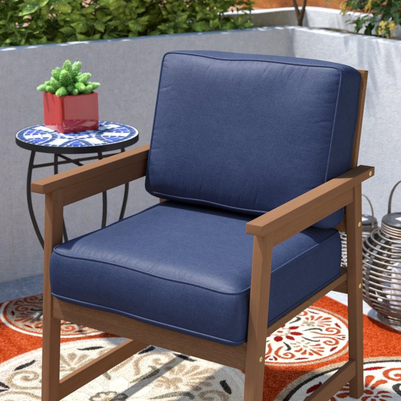 Outdoor 5'' Lounge Chair Seat / Back Cushion, Fresco Peacock, 23.5" x 23.5"