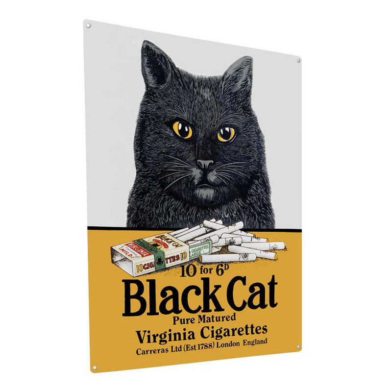 Impression sur panneau en métal «Cigarettes» par Black Cat, H 15,5 po x l 11,5 po x P 0,04 po