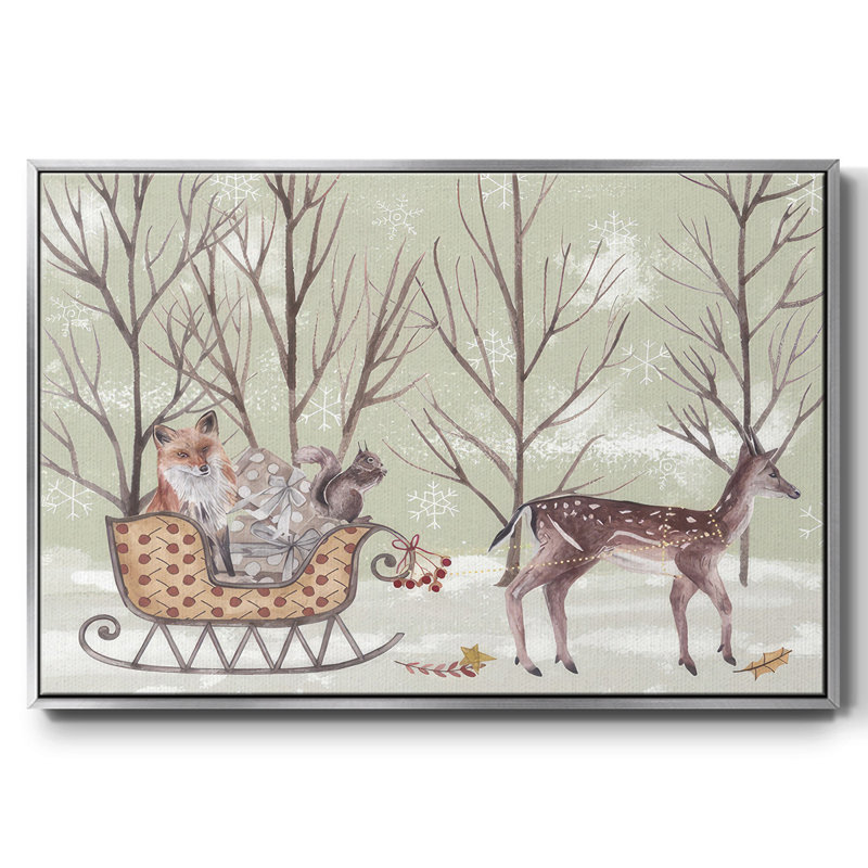 Christmas Time I, H 25 po x l 37 po x P 1,5 po, Toile argentée avec cadre flottant