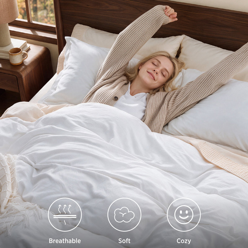 Bedsure Microfiber Duvet Cover Oversized King Size - Prewashed Cotton-Like Extra Soft Bedding Set (Set of 3), White
