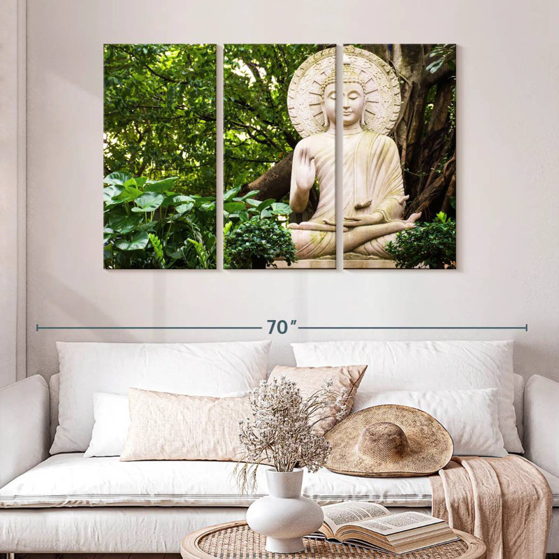 Statue de Bouddha Adella dans les bois, H 32 po x l 50 po