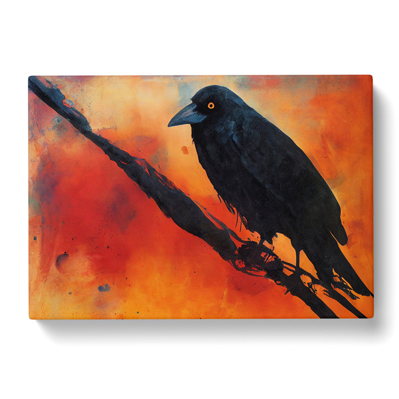 Engaging Crow Bird - Wrapped Canvas Print, 35cm H x 50cm W x 3cm D