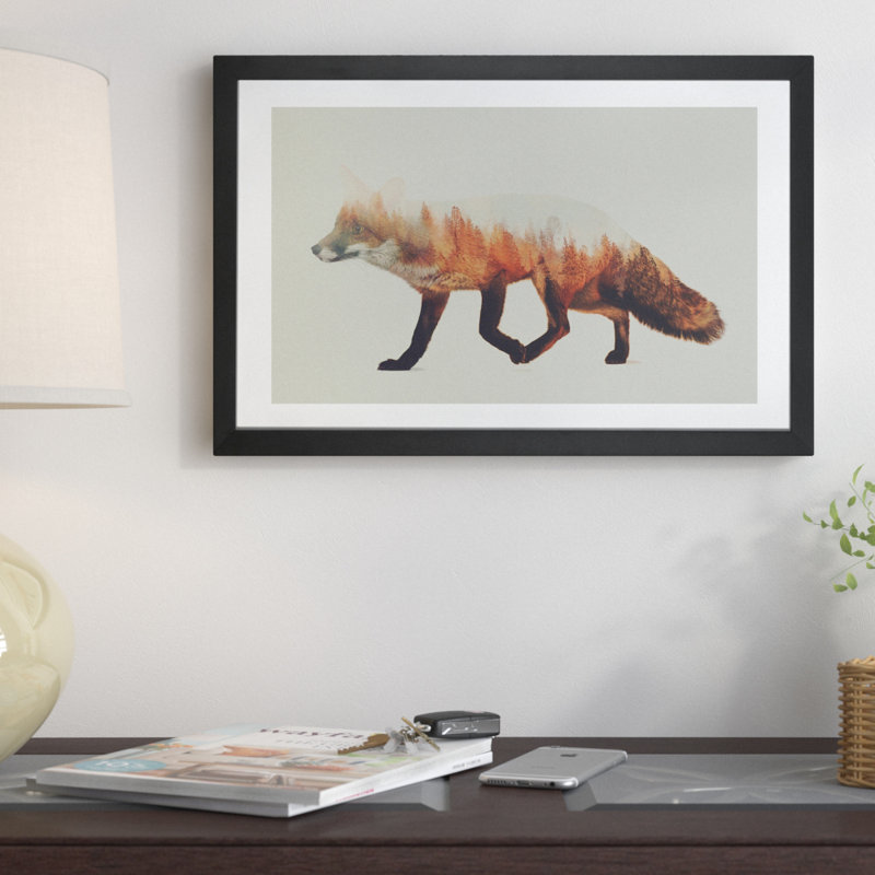 « fox i », art textuel, H 24 po x l 32 po x P 1 po, Papier encadré noir