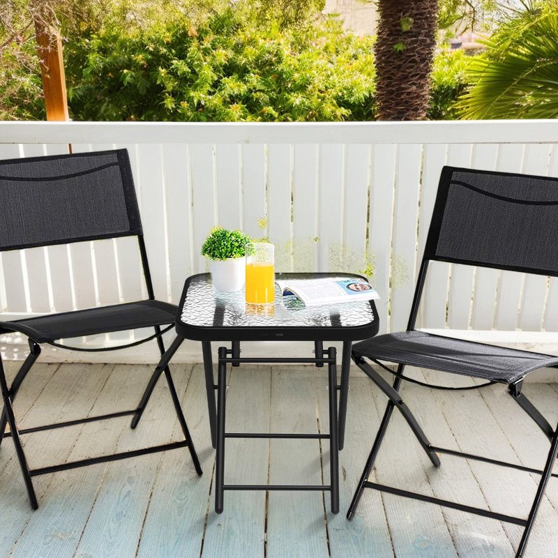 Table d'appoint pliante carrée en métal, L 18 po