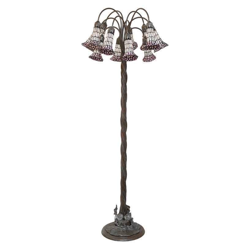 Tiffany Pond Lily Floor Lamp, White/Pink