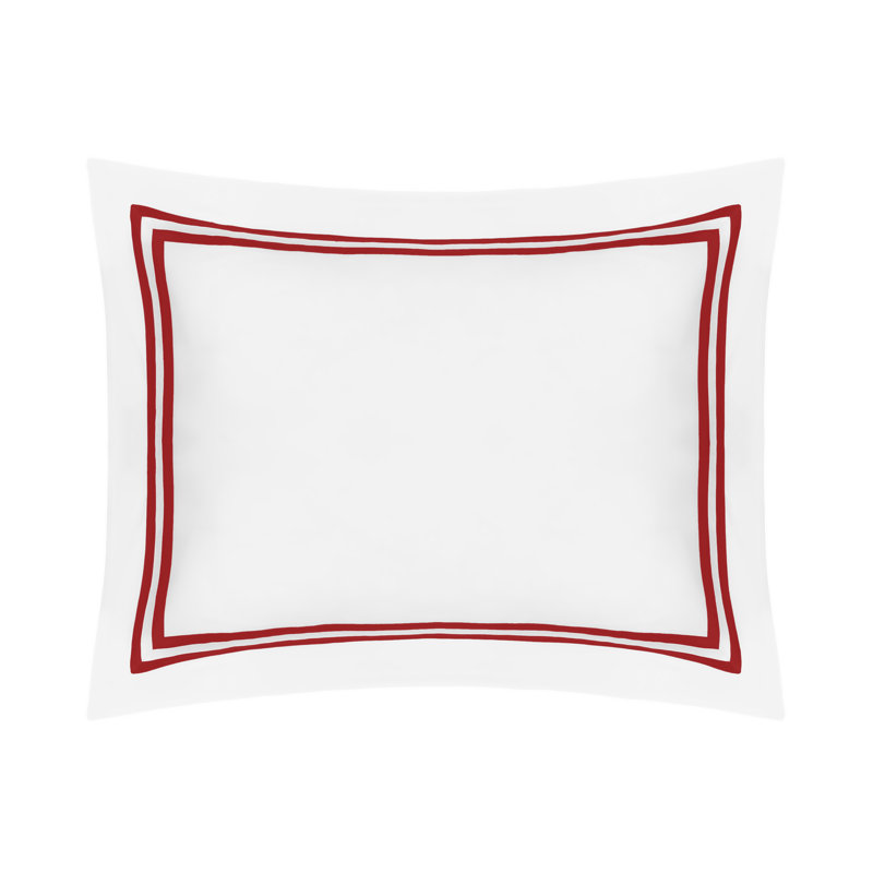 Ribbons 100% Cotton Sham, White/Brilliance Red, Euro