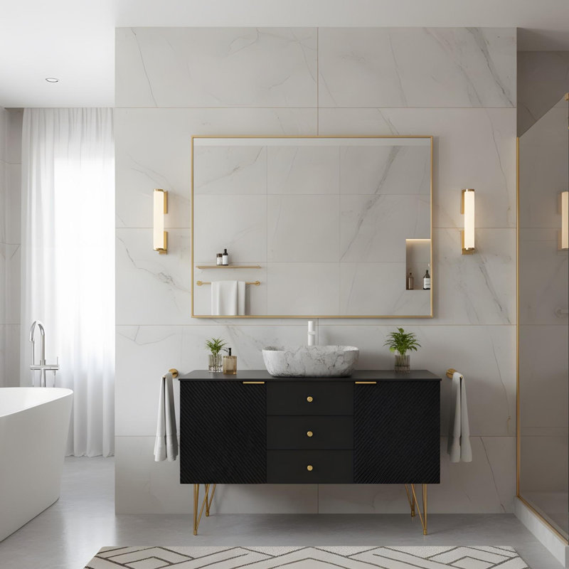 Meuble-lavabo 48 po avec vasque en céramique blanche