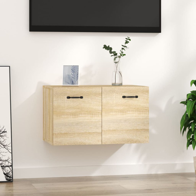 Latitude Run Wall Cabinet Concrete Grey 60X36.5X35 Cm Engineered Wood, Sonoma Oak