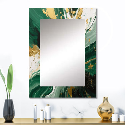 Green and Gold Liquid Magic I - Green Wall Mirror Decor