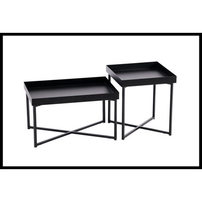 Table basse Zykera, ensemble moderne de 2 tables basses en acier, table basse rectangulaire