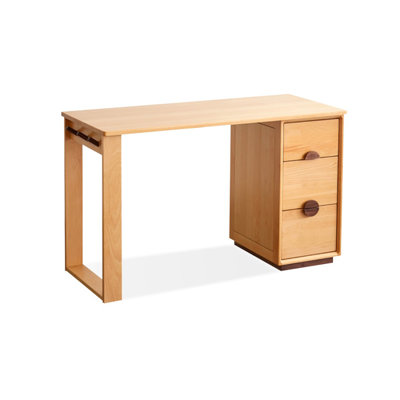 Burlywood Rectangular Solid Wood with 3 drawers Executive Desk