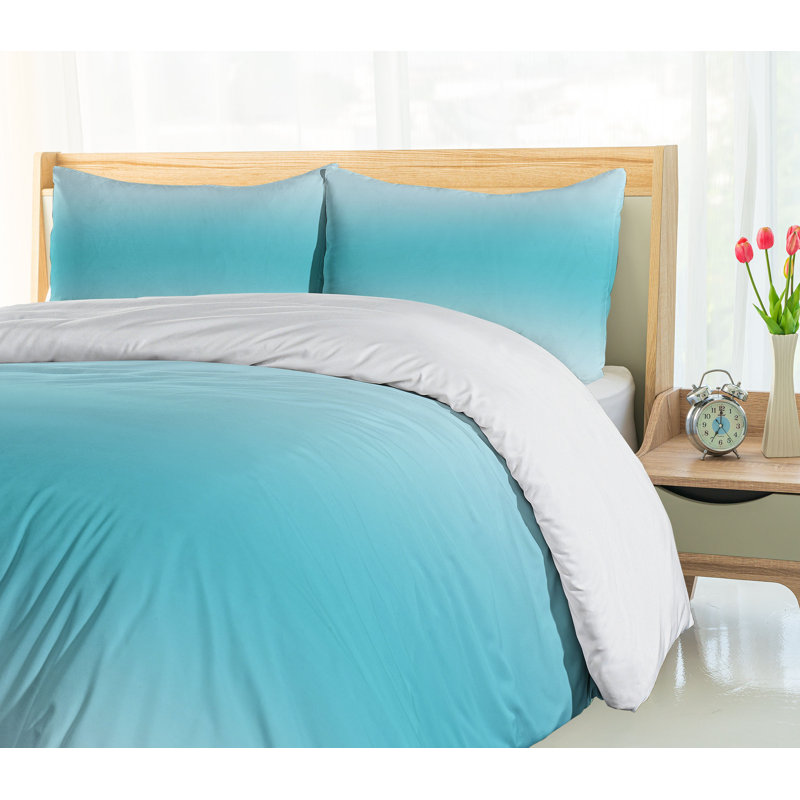 Ombre Modern & Contemporary Polyester Ombre Duvet Cover, King, Turquoise