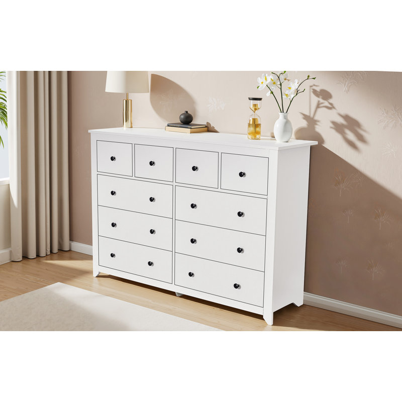 Commode 10 tiroirs pour chambre à coucher, Blanc