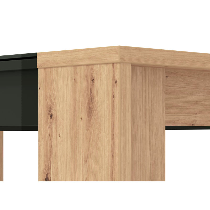 Mazin Glass Top Dining Table, Black/Oak