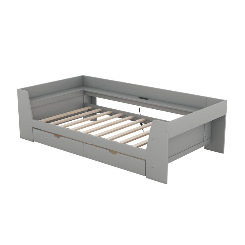 Lit de jour avec tablettes, Gris