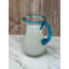 Pichet en verre soufflé à la main Dmytro - bordure et poignée turquoise (84 oz)-754568647