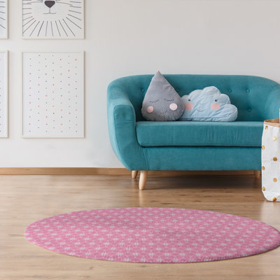 Tapis zone rose ornée cercles