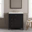 Ensemble de meuble-lavabo autoportant 30 po en MDF et bois d'hévéa noir avec lavabo, 3 tiroirs, tablette réglable-1931546737