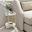 Atay 2 Tier Round Faux Marble Side Table With Metal Legs