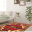 Tapis décoratif en laine noué à la main de conception unique 4 pi 1 po x 6 pi 1 po Charsie rouge/beige