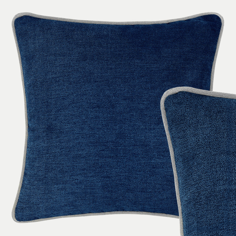 Gulfport Navy Blue Square Cushion Cover, 45cmH x 45cmW x 15cmD, Polyester