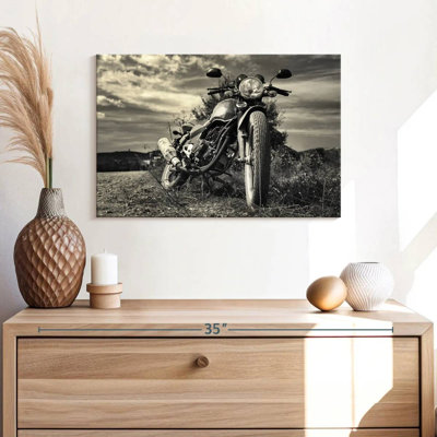 Motocyclette d'extérieur rétro sur toile