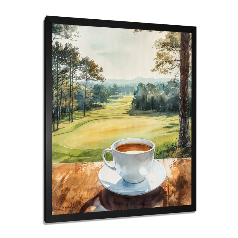 Tasse à café au terrain de golf I - Décoration murale aliments et boissons, Noir, H 20 po x l 12 po