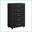 Commodes et amp; Armoire, commode contemporaine 5 tiroirs en similicuir noir avec poignées argentées | Noir | Contreplaqué