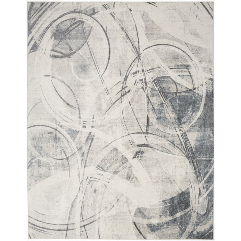 Astra Machine Washable Silver Blue Modern Indoor Rug, Rectangle 7'10" x 10'