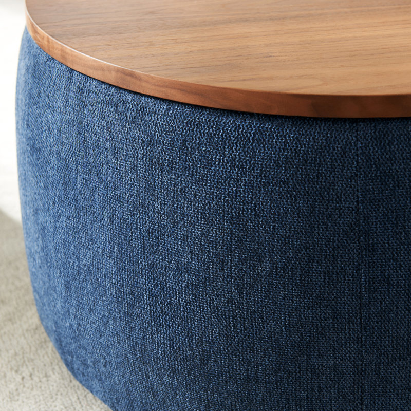 Repose-pieds rond avec rangement, fonction 2 en 1, table de bout et repose-pieds, Navy
