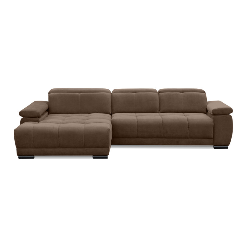 Jafiya 4 Seater Velvet Sofa Bed, Brown, Left Hand Facing