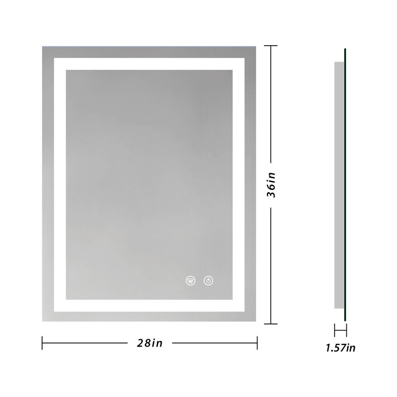 Miroir de salle de bain Lashaunte, Rectangle, 36 po x 28 po