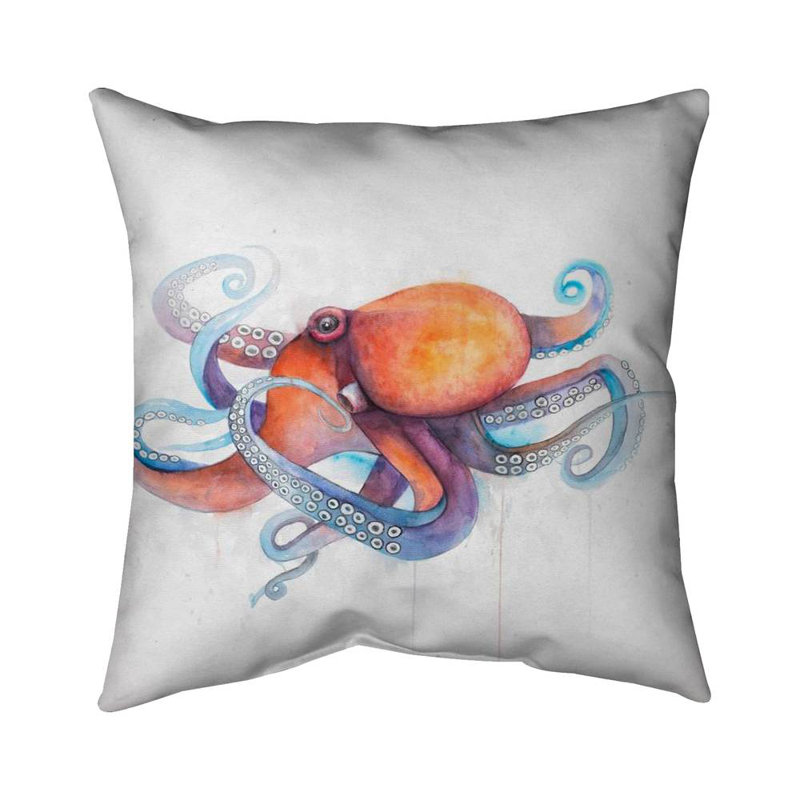 Colorful Octopus Profile, Pillow Cover Only - No Insert, 18" H x 18" W