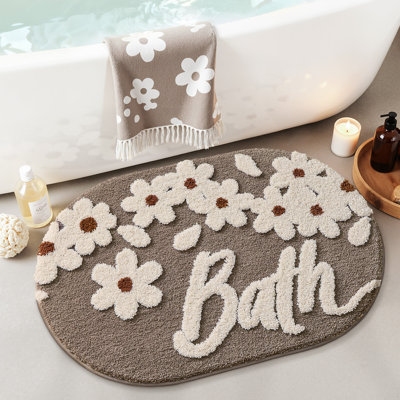 Floral Non-Slip Washable Bath Rug