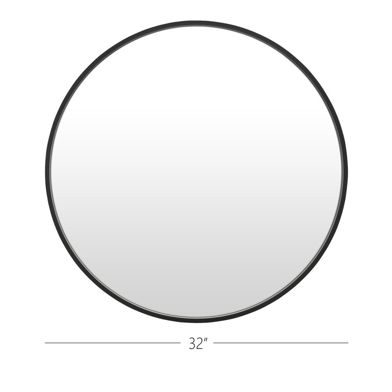 Miroir de salle de bain rond, Noir, 32 po x 32 po