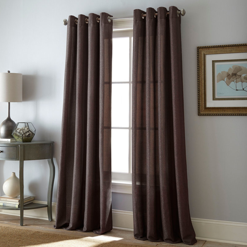 Halley Semi Sheer Curtain, Chocolate, 54" W x 95" L