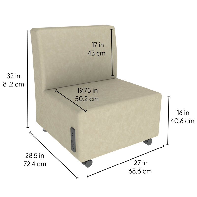 Chaise mobile rembourrée sans accoudoirs Pro Tech, Brun clair